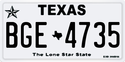 TX license plate BGE4735