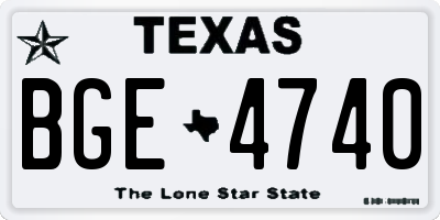 TX license plate BGE4740