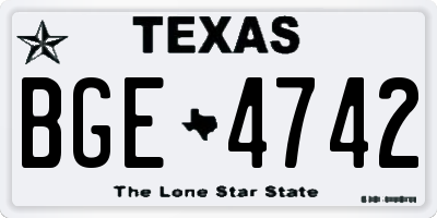 TX license plate BGE4742