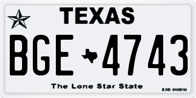TX license plate BGE4743