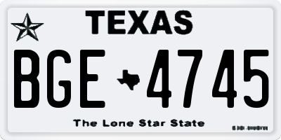 TX license plate BGE4745