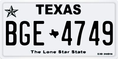 TX license plate BGE4749