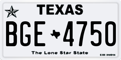 TX license plate BGE4750