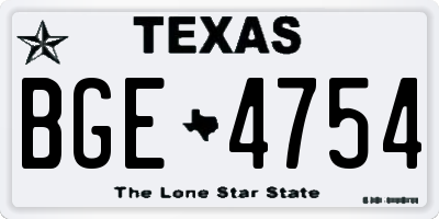 TX license plate BGE4754