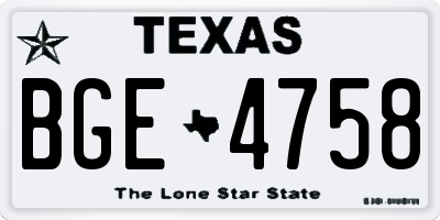 TX license plate BGE4758
