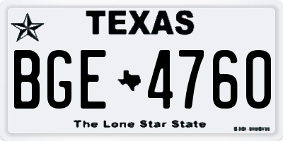 TX license plate BGE4760