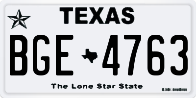 TX license plate BGE4763