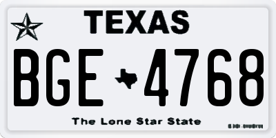 TX license plate BGE4768
