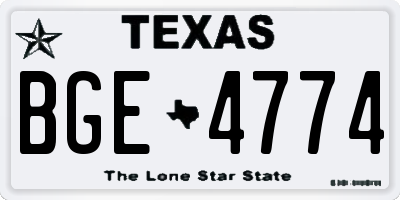TX license plate BGE4774