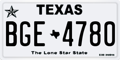 TX license plate BGE4780