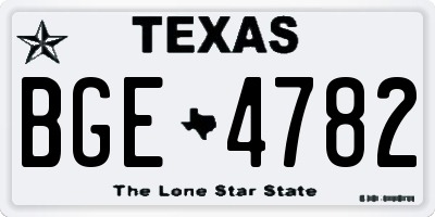 TX license plate BGE4782