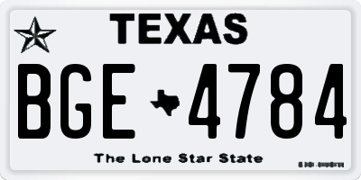 TX license plate BGE4784