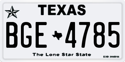 TX license plate BGE4785