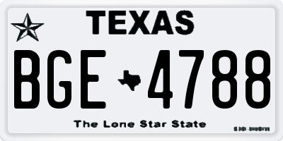TX license plate BGE4788