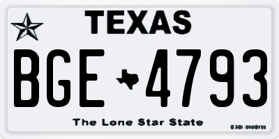 TX license plate BGE4793