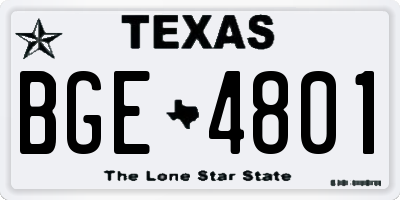 TX license plate BGE4801