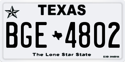 TX license plate BGE4802