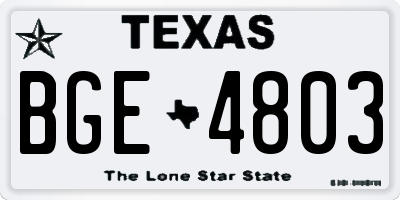 TX license plate BGE4803
