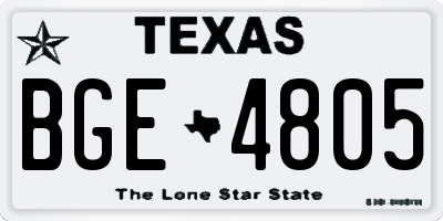 TX license plate BGE4805