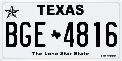 TX license plate BGE4816