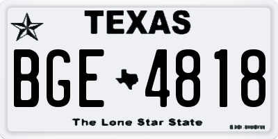 TX license plate BGE4818