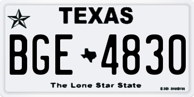 TX license plate BGE4830
