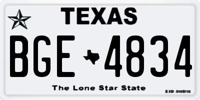 TX license plate BGE4834