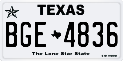 TX license plate BGE4836