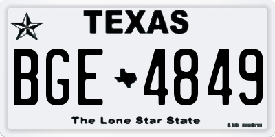 TX license plate BGE4849