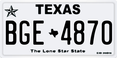 TX license plate BGE4870