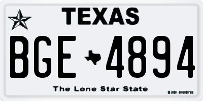 TX license plate BGE4894