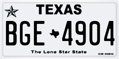 TX license plate BGE4904
