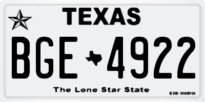 TX license plate BGE4922