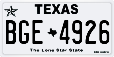 TX license plate BGE4926
