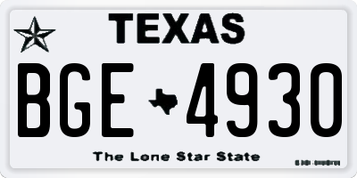 TX license plate BGE4930