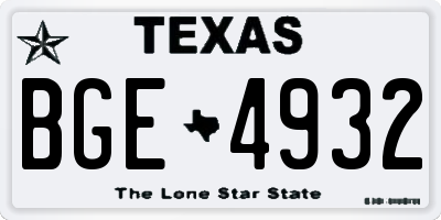 TX license plate BGE4932