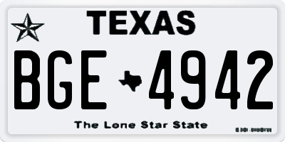 TX license plate BGE4942