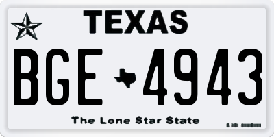 TX license plate BGE4943