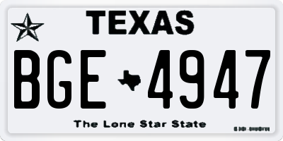 TX license plate BGE4947