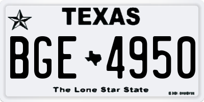 TX license plate BGE4950