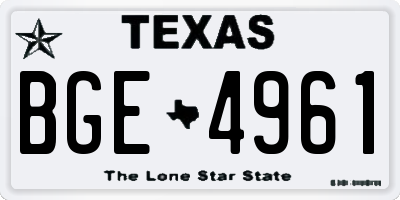 TX license plate BGE4961