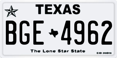 TX license plate BGE4962