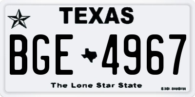 TX license plate BGE4967