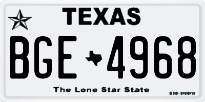 TX license plate BGE4968