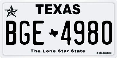 TX license plate BGE4980