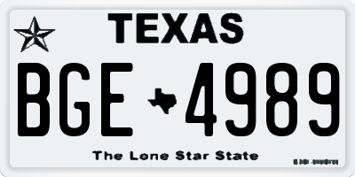 TX license plate BGE4989