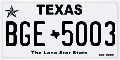 TX license plate BGE5003