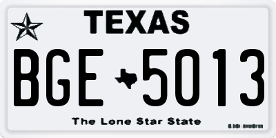 TX license plate BGE5013