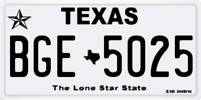 TX license plate BGE5025