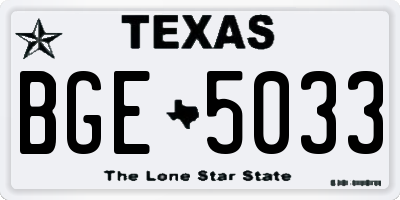 TX license plate BGE5033
